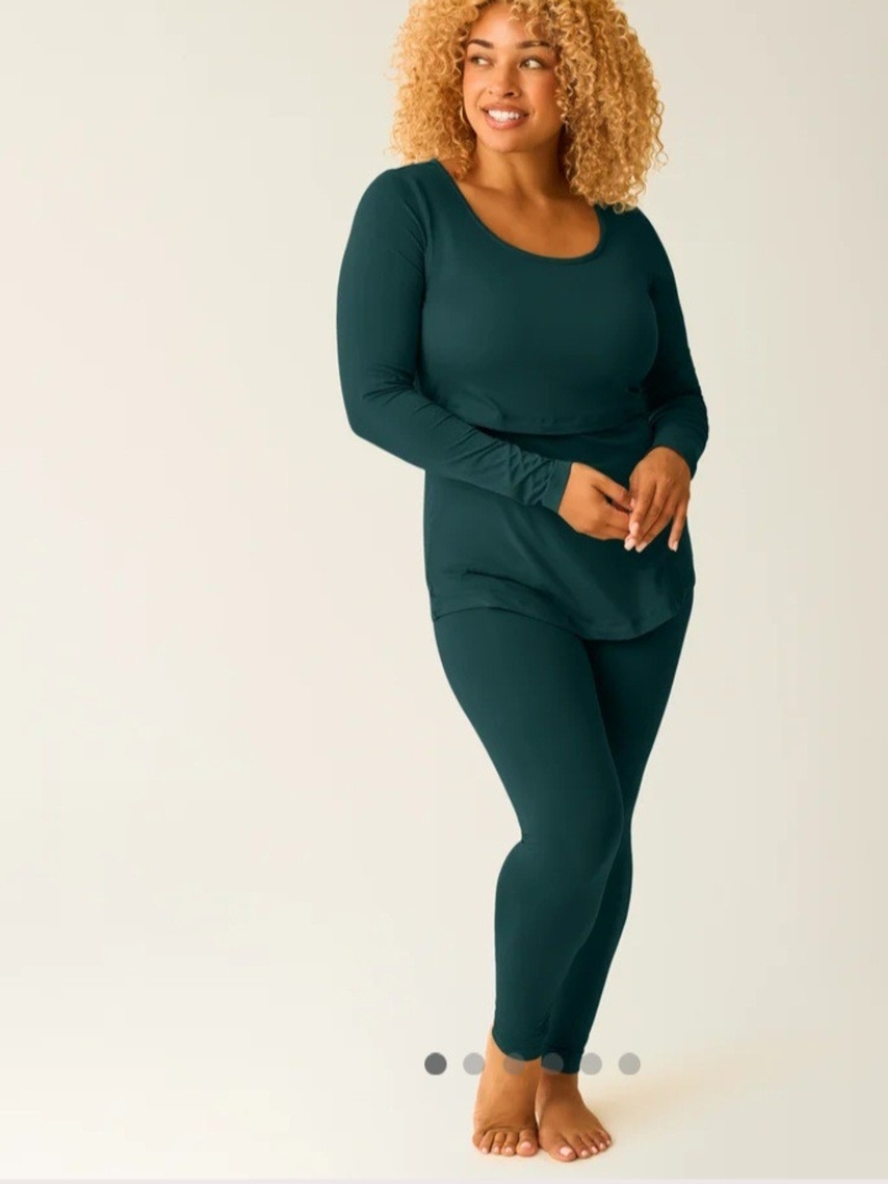 Kindred Bravely Long Sleeve Scoop Neck Pajama Set in Deep Teal